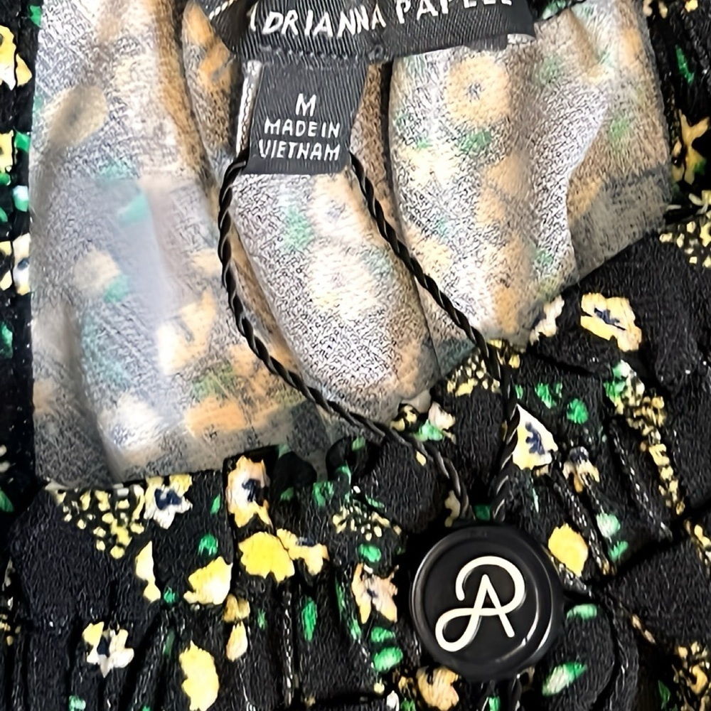 Adrianna Papell Floral Halter Blouse Black Chiffon Boho Cottagecore Top M NWT - Picture 9 of 12